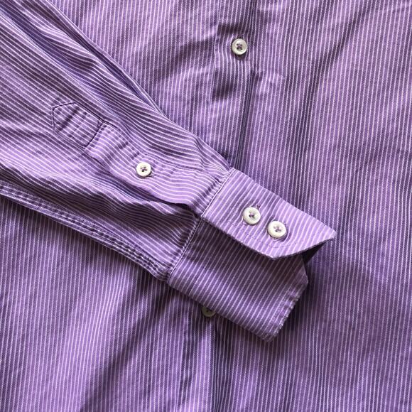 Zara Man tailored fit purple striped professional work business dress shirt 14 - Picture 2 of 3